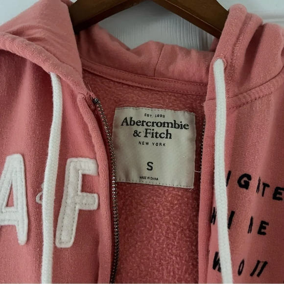 Sold yard sale Abercrombie & Fitch Coral Pink Sweatshirt Hoodie Zip-Up - Picture 4 of 5